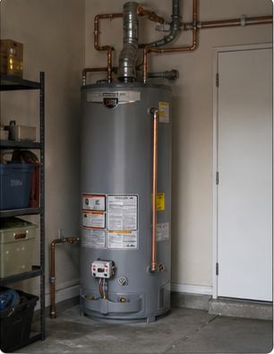 Clean water heater replacement in an older Los Angeles garage
